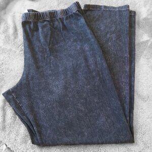 Jess and Jane Mineral Wash Cotton Legging Pants, Charcoal, Size 1X, 28.5" inseam